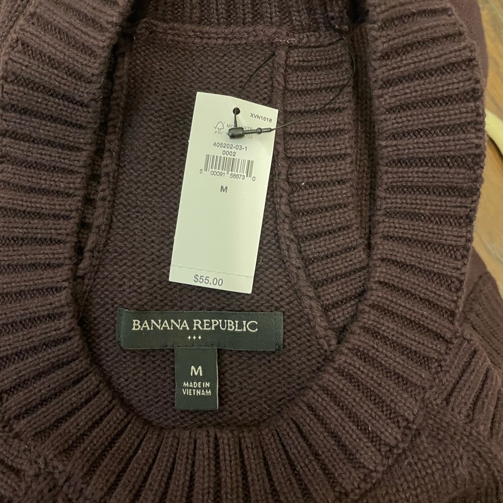 NWT Banana Republic M Dark Purple Racerback Knit Sweater - Picture 4 of 4